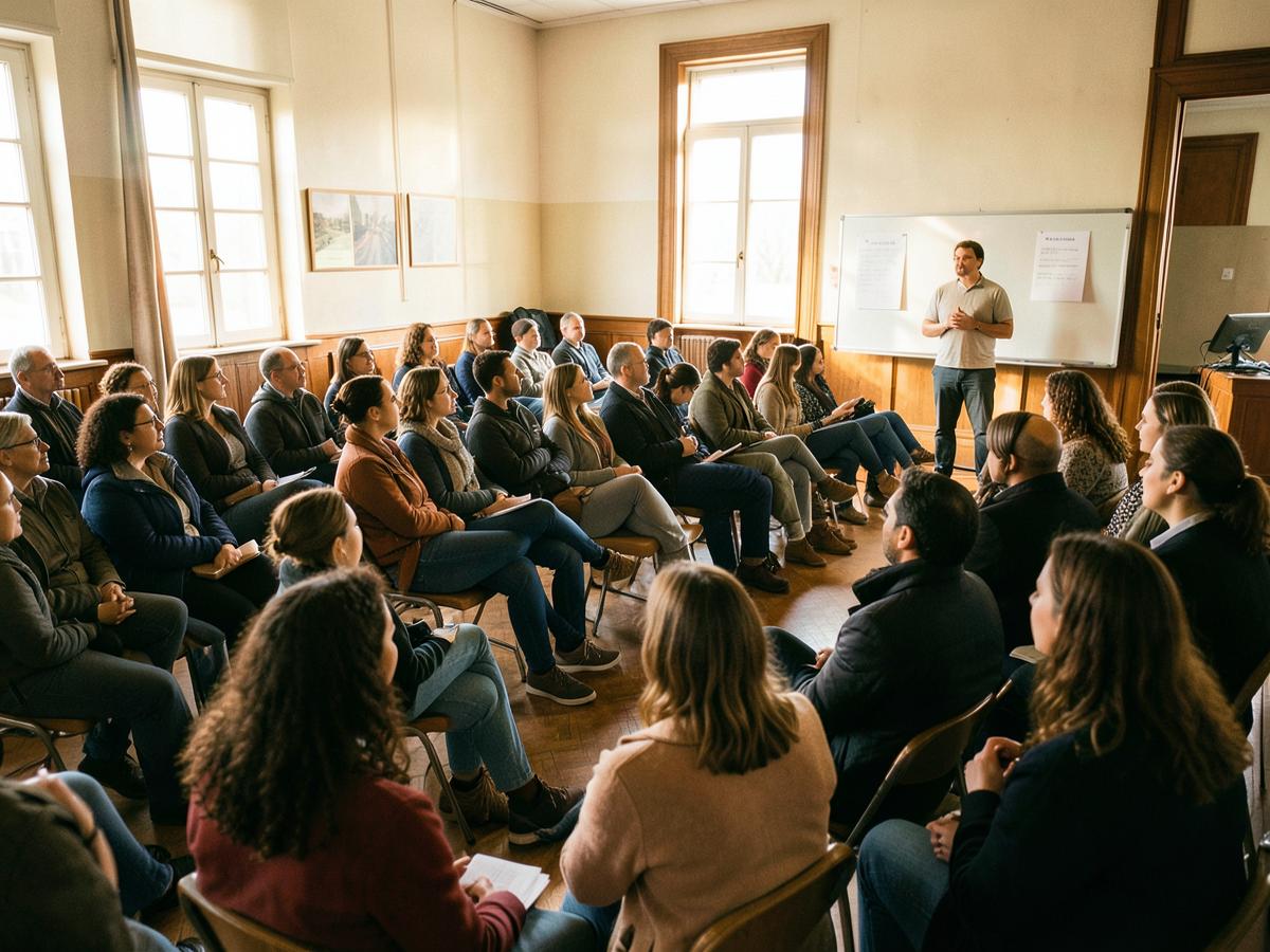 Members seated at an outreach programme session